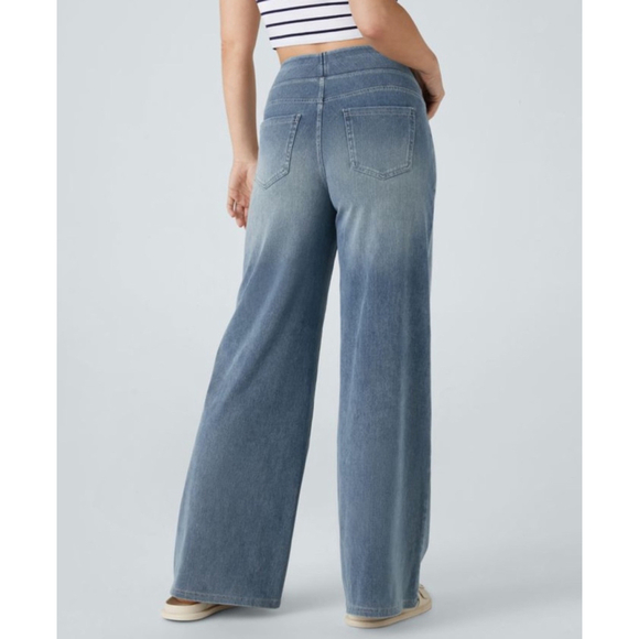 Halara Flex High Waisted Multiple Pockets Baggy Wide Leg Stretchy Jeans Size SP - Picture 7 of 13